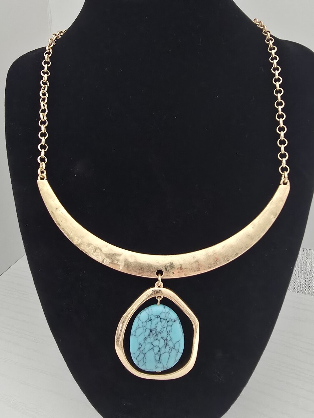 Style & Co. Gold Necklace with Turquoise Stone Pendant